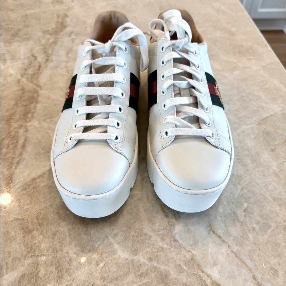 Like New! Gucci Web platform Sneakers (Ace)